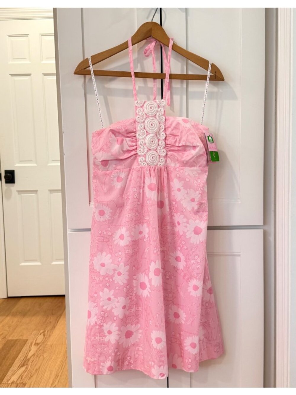 NWT Lilly Pulitzer Size 4 Light Pink Halter Daphne Dress Print We Were Robbed